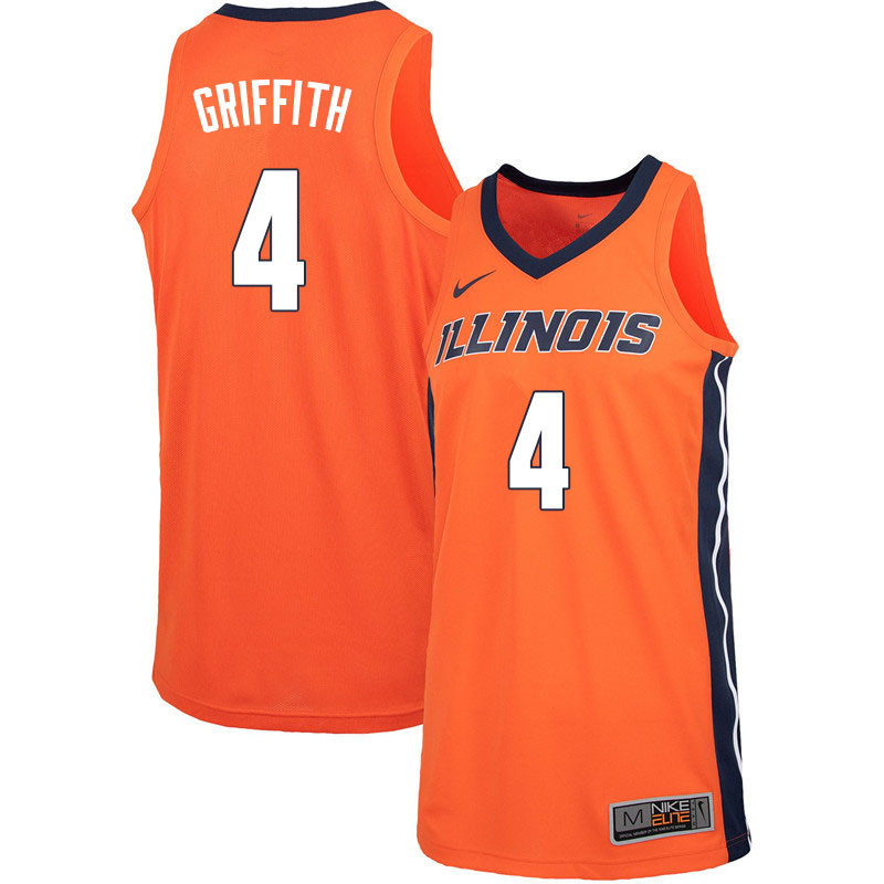 Men #4 Zach Griffith Illinois Fighting Illini College Basketball Jerseys Sale-Orange